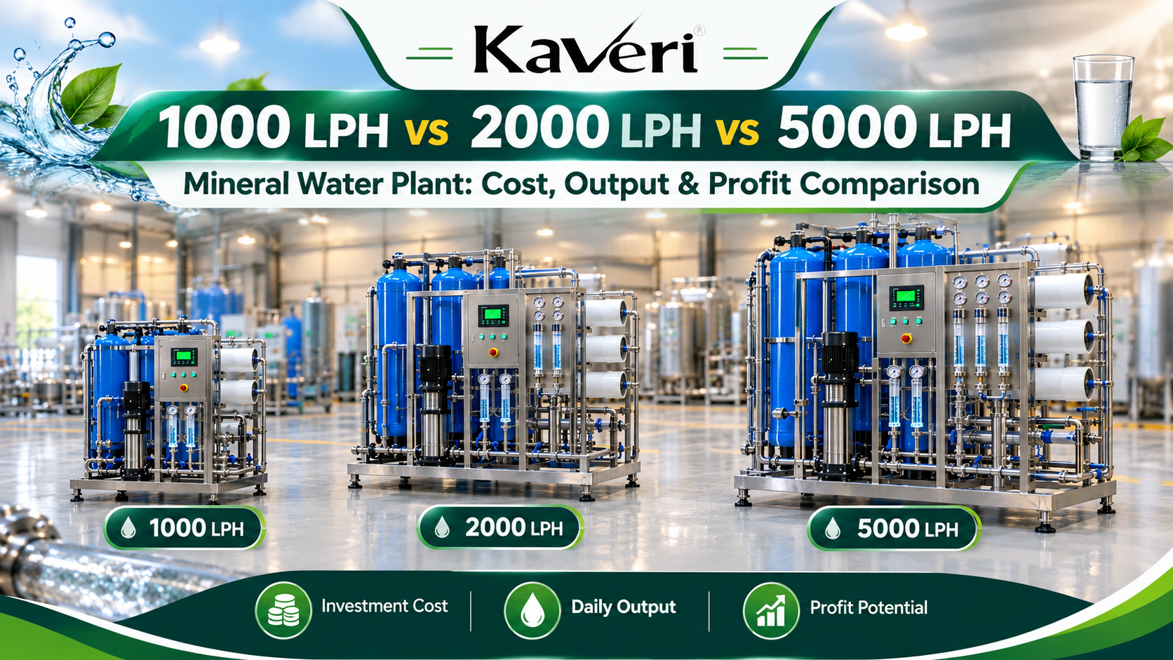 1000 LPH vs 2000 LPH vs 5000 LPH Mineral Water Plant: Cost, Output & Profit Comparison