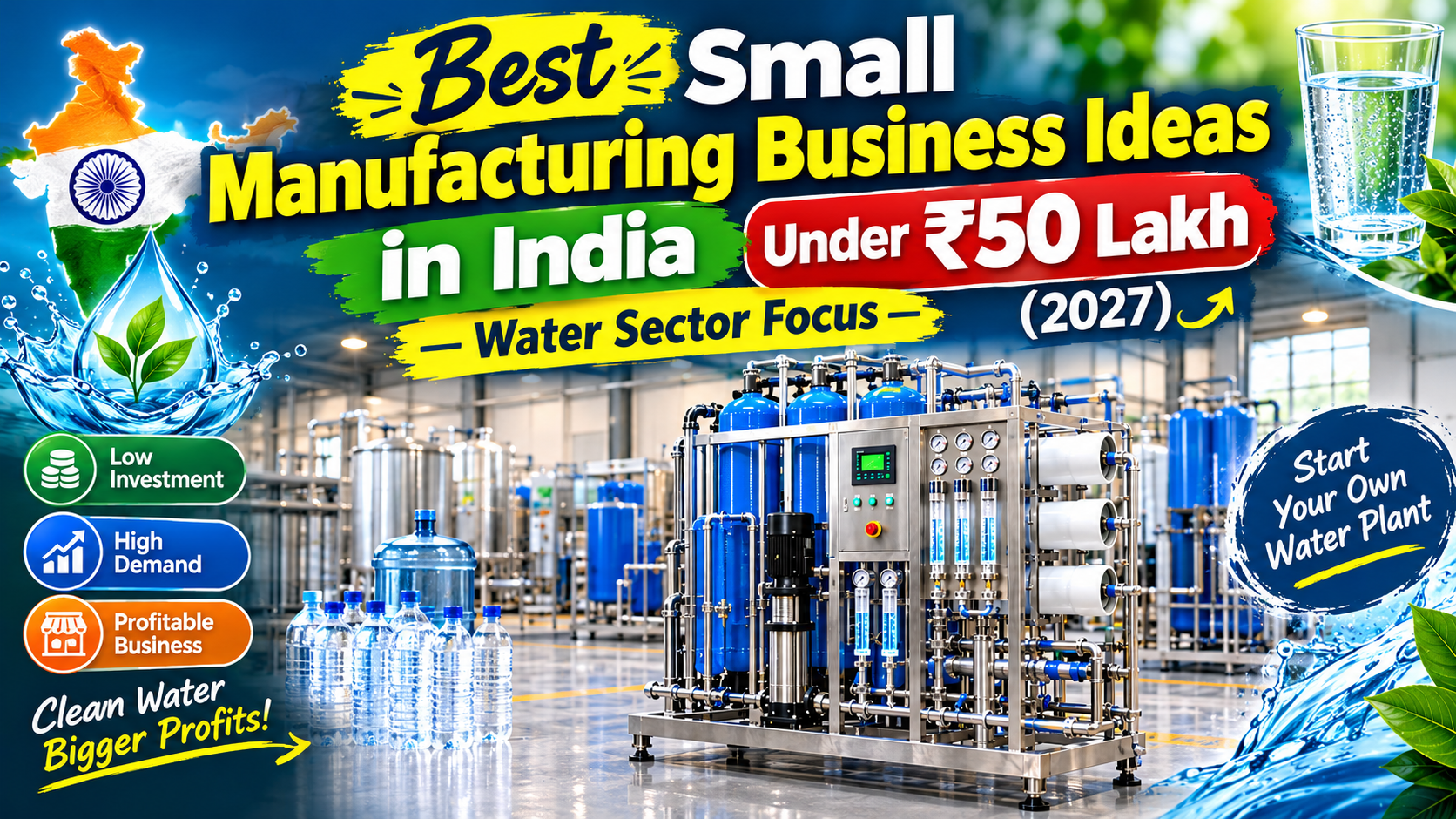 Best Small Manufacturing Business Ideas in India Under ₹50 Lakh (2027) — Water Sector Focus